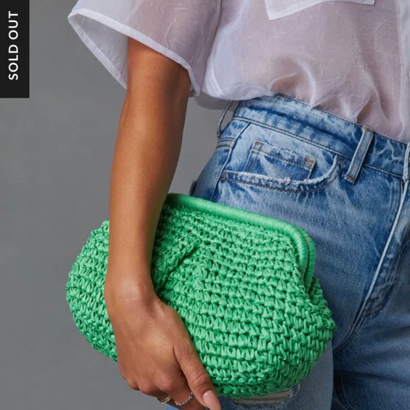 Poolside Straw Pouch Clutch - Bright Green - SOLD OUT ONLINE! - Picture 1 of 4